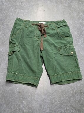 CAbi Olive Green Cargo Shorts Drawcord Cotton Gorpcore Y2k Size 8